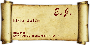 Eble Jolán névjegykártya